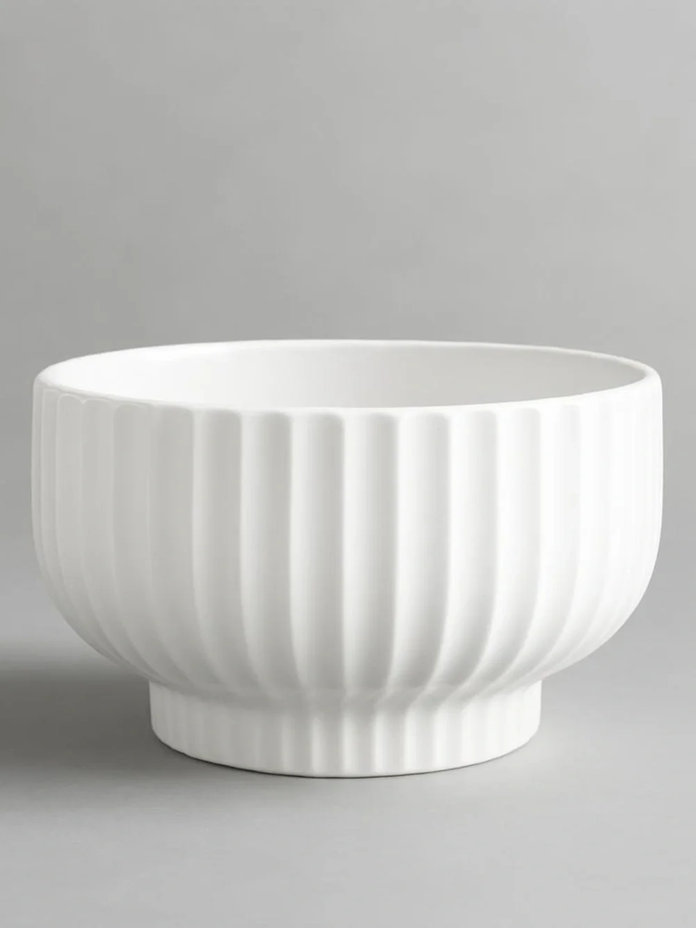 White Fluted Ceramic Serving Bowl